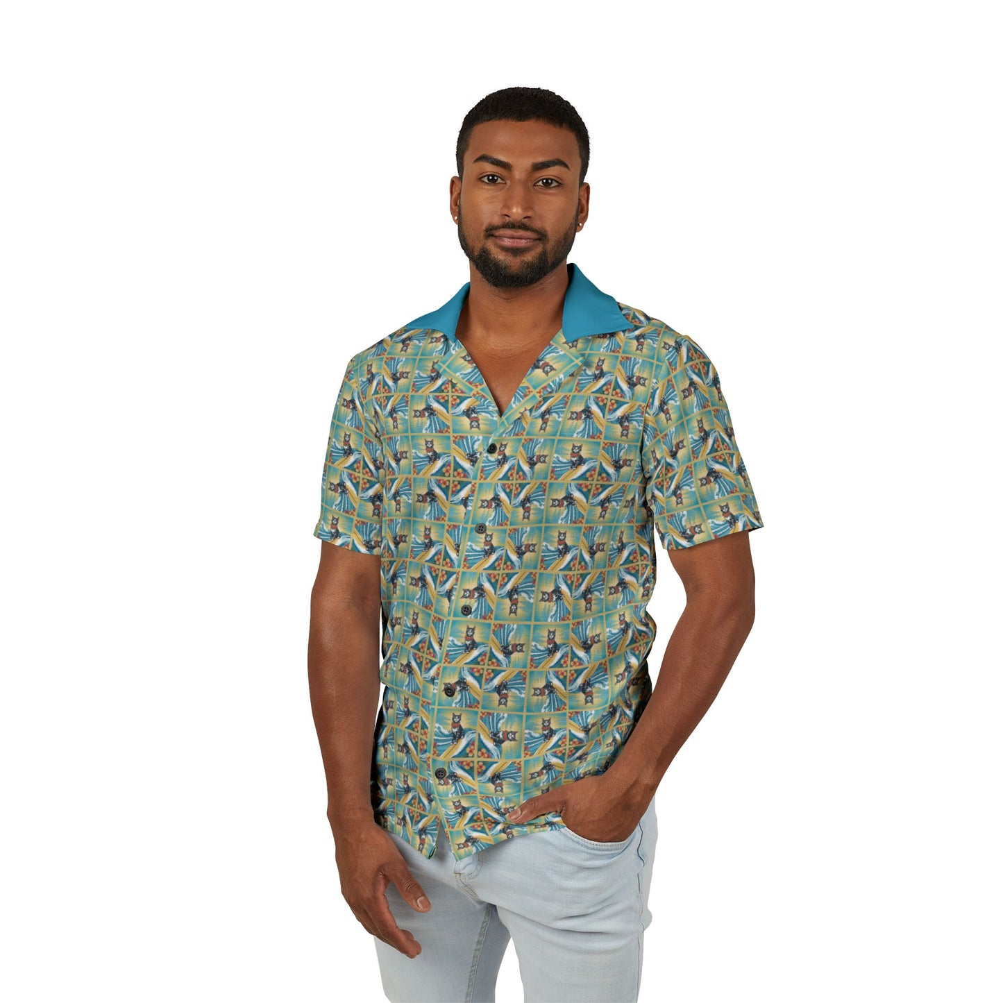 Surfer Kitties Men's Hawaiian Camp Shirt