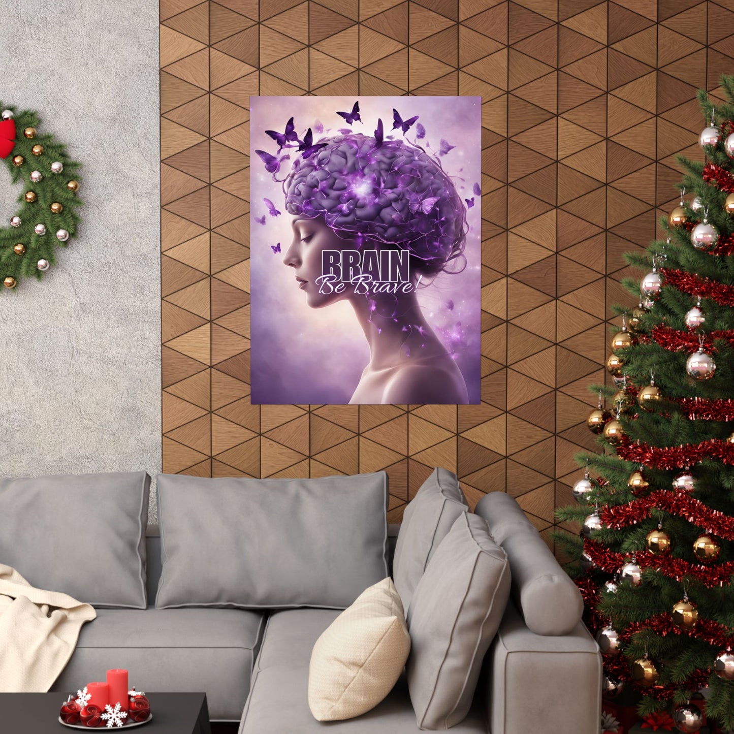 Purple Brain Be Brave Matte Vertical Posters