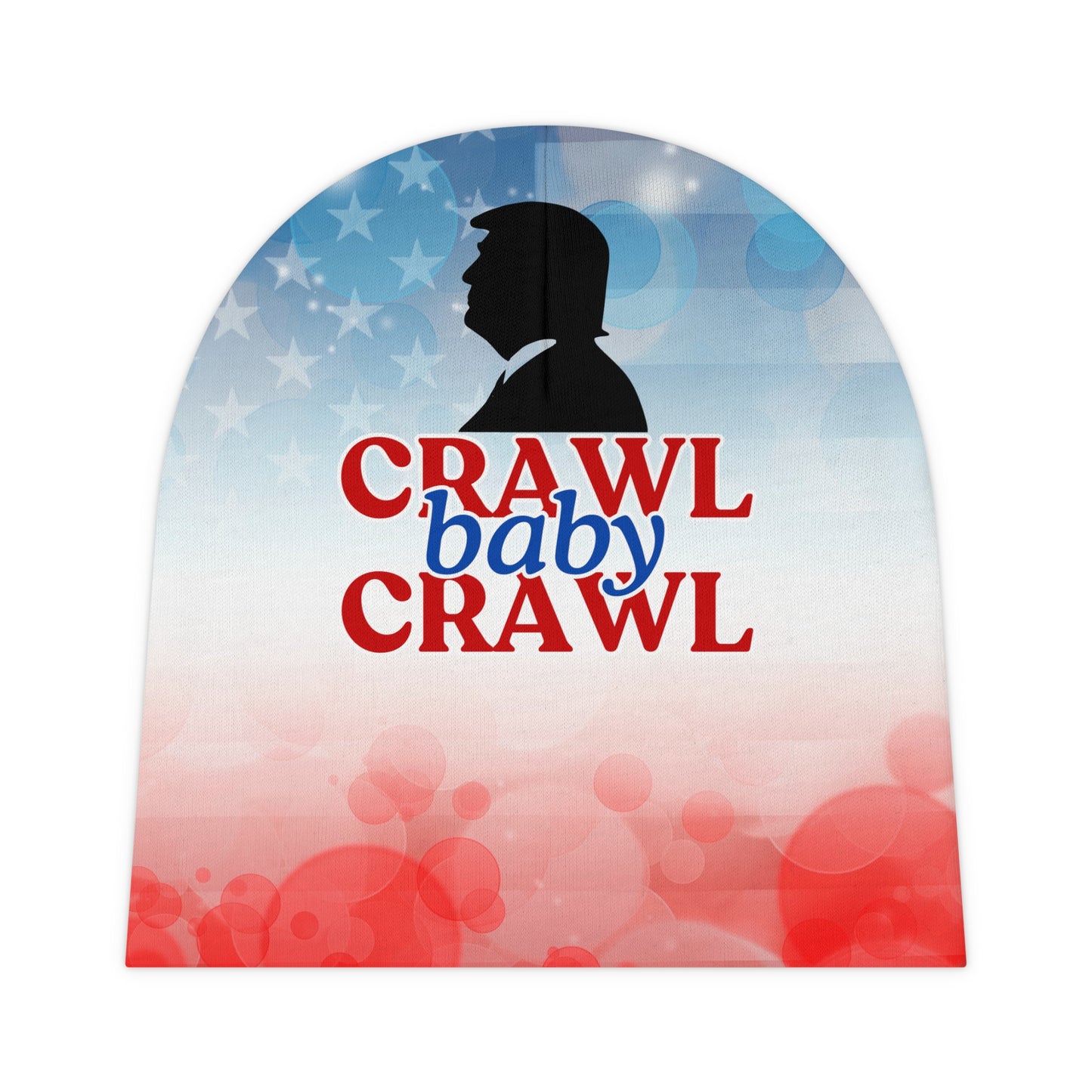 Patriotic Baby Beanie with 'Crawl Baby Crawl' Design