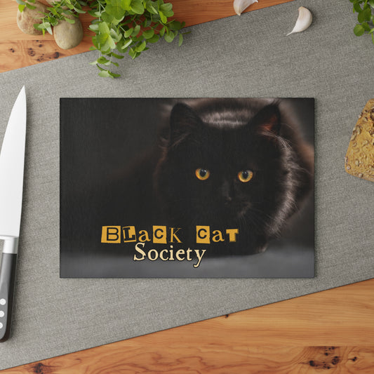 Black Cat Society Glass Cutting Board