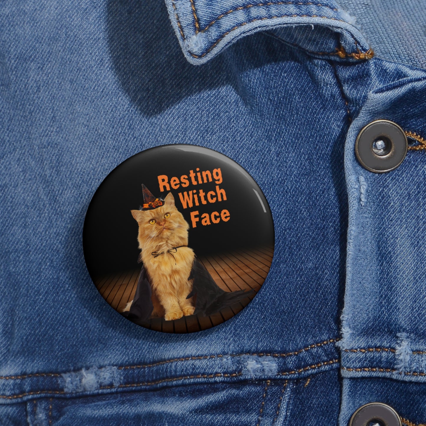 Resting Witch Face Pin Buttons