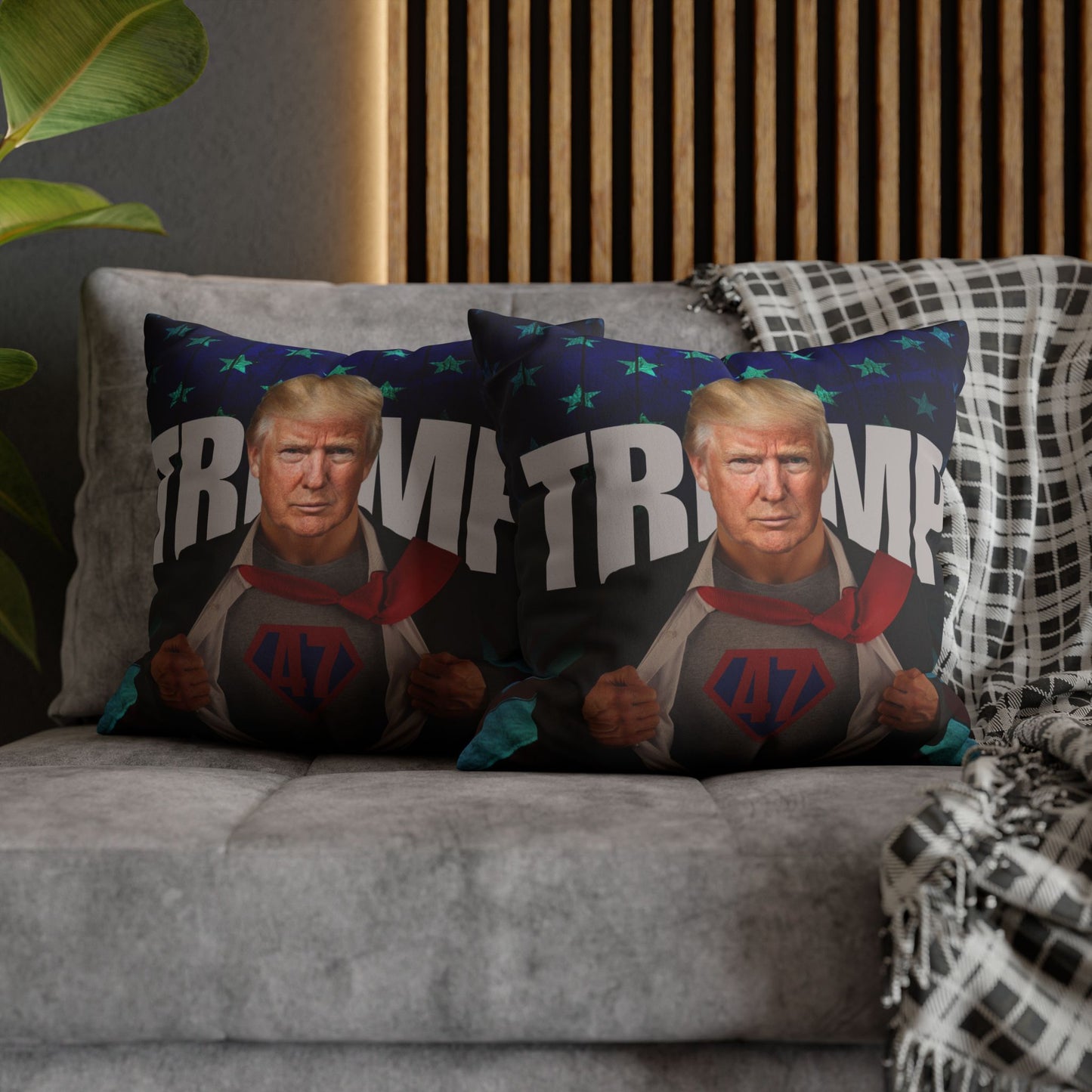 Trump Superhero Faux Suede Pillowcase - Patriotic Home Decor