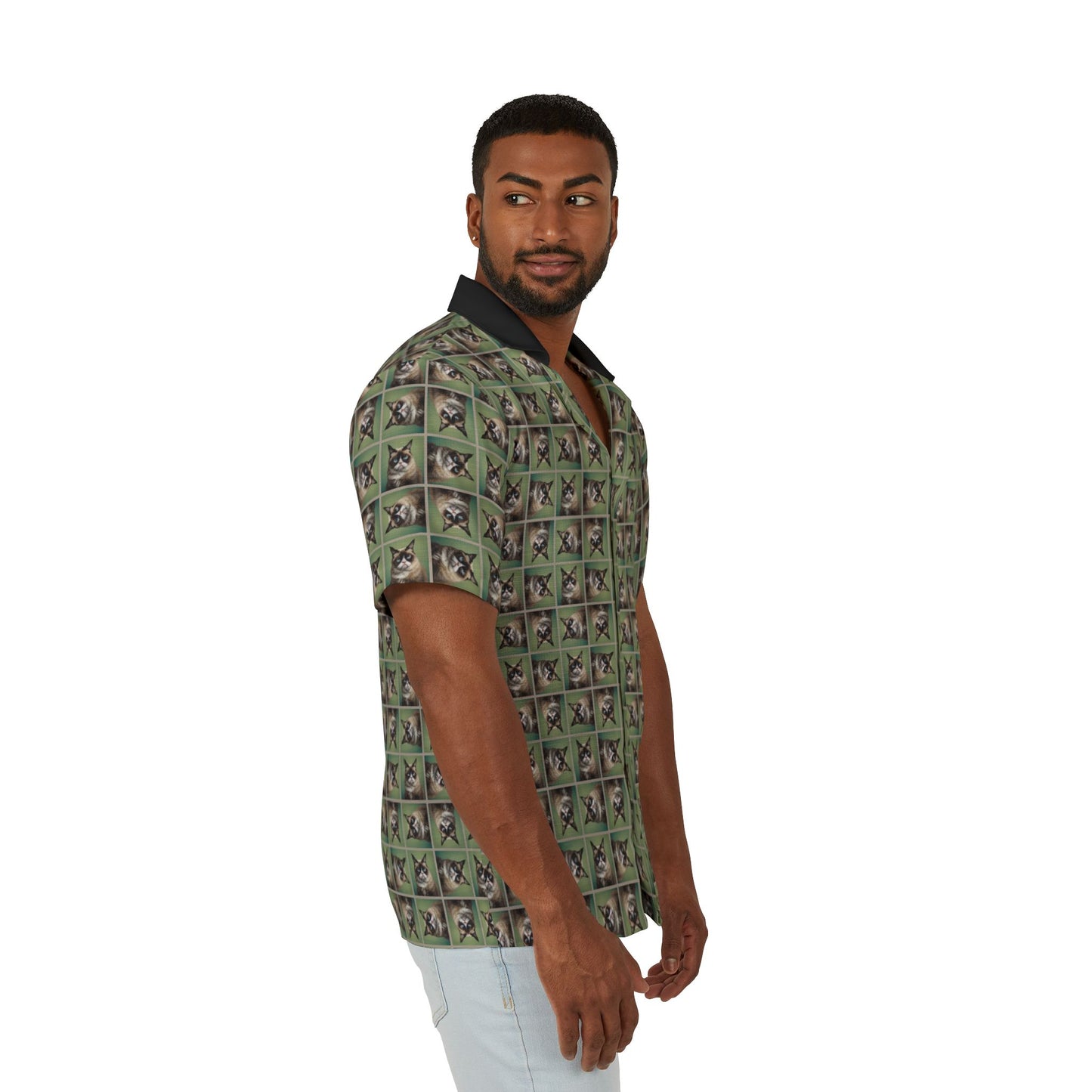 Grouchy Cat Men's Hawaiian Camp Shirt