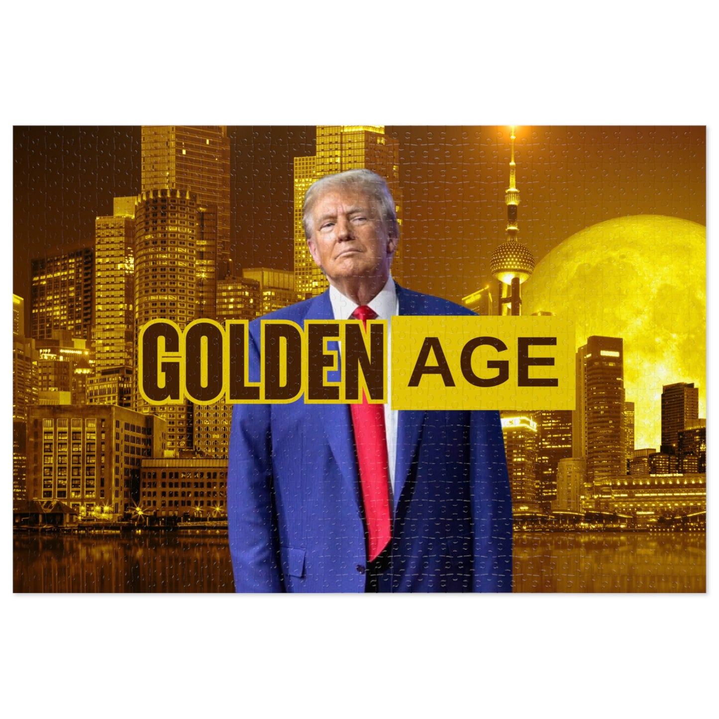 Trump's Golden Age Jigsaw Puzzle with Tin