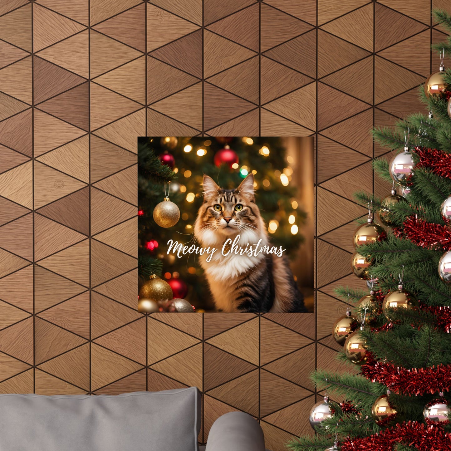 Meowy Christmas Kitty Matte Vertical Posters