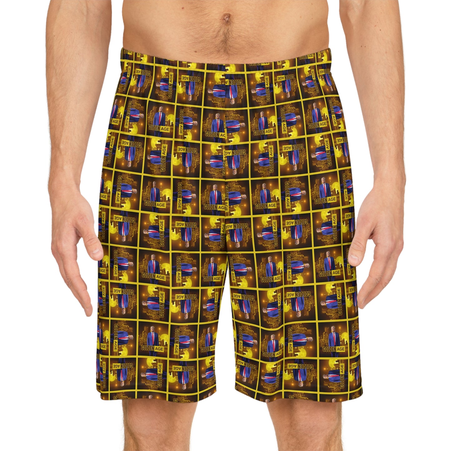 Vibrant Basketball Shorts with Trump Golden Age Print