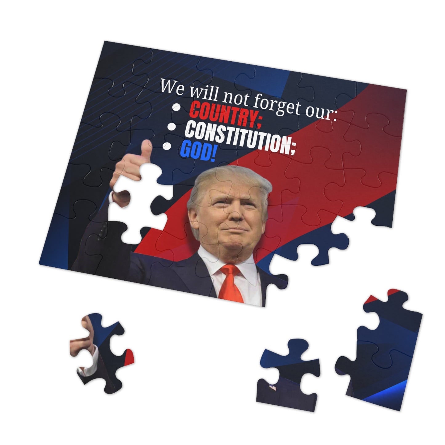 Donald Trump Jigsaw Puzzle with Tin