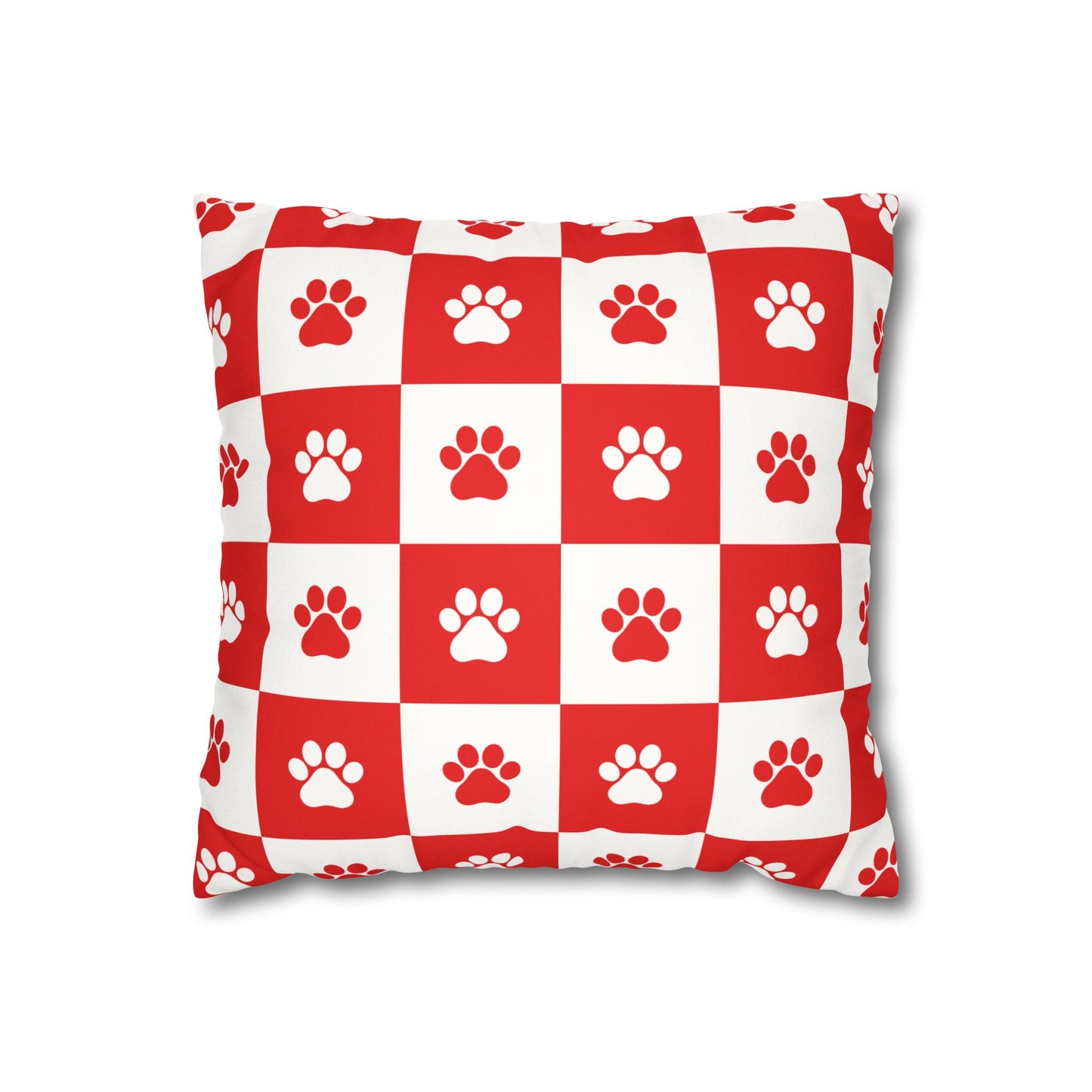 Red Paw Print Faux Suede Pillowcase - Cozy Home Decor for Pet Lovers