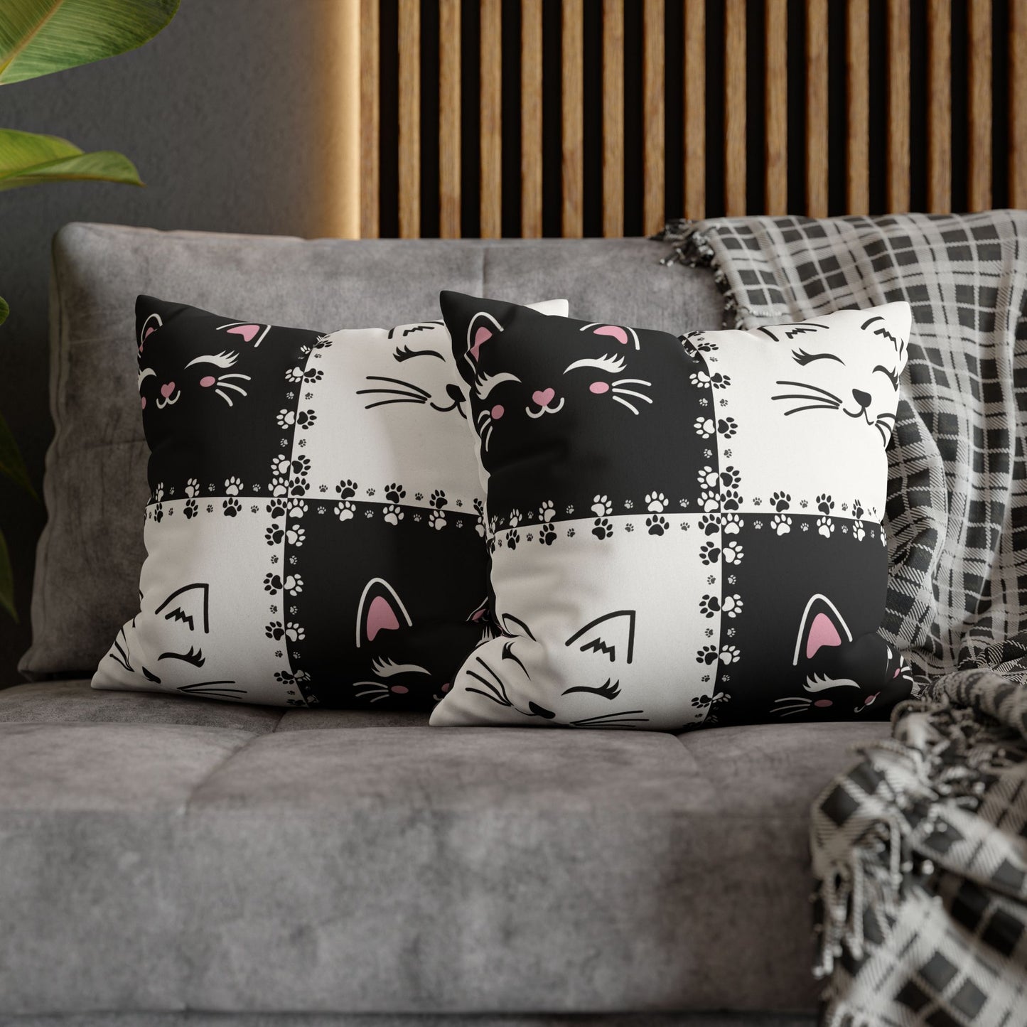 Cute Cat Faux Suede Pillowcase - Decorative Cushion Cover for Cat Lovers