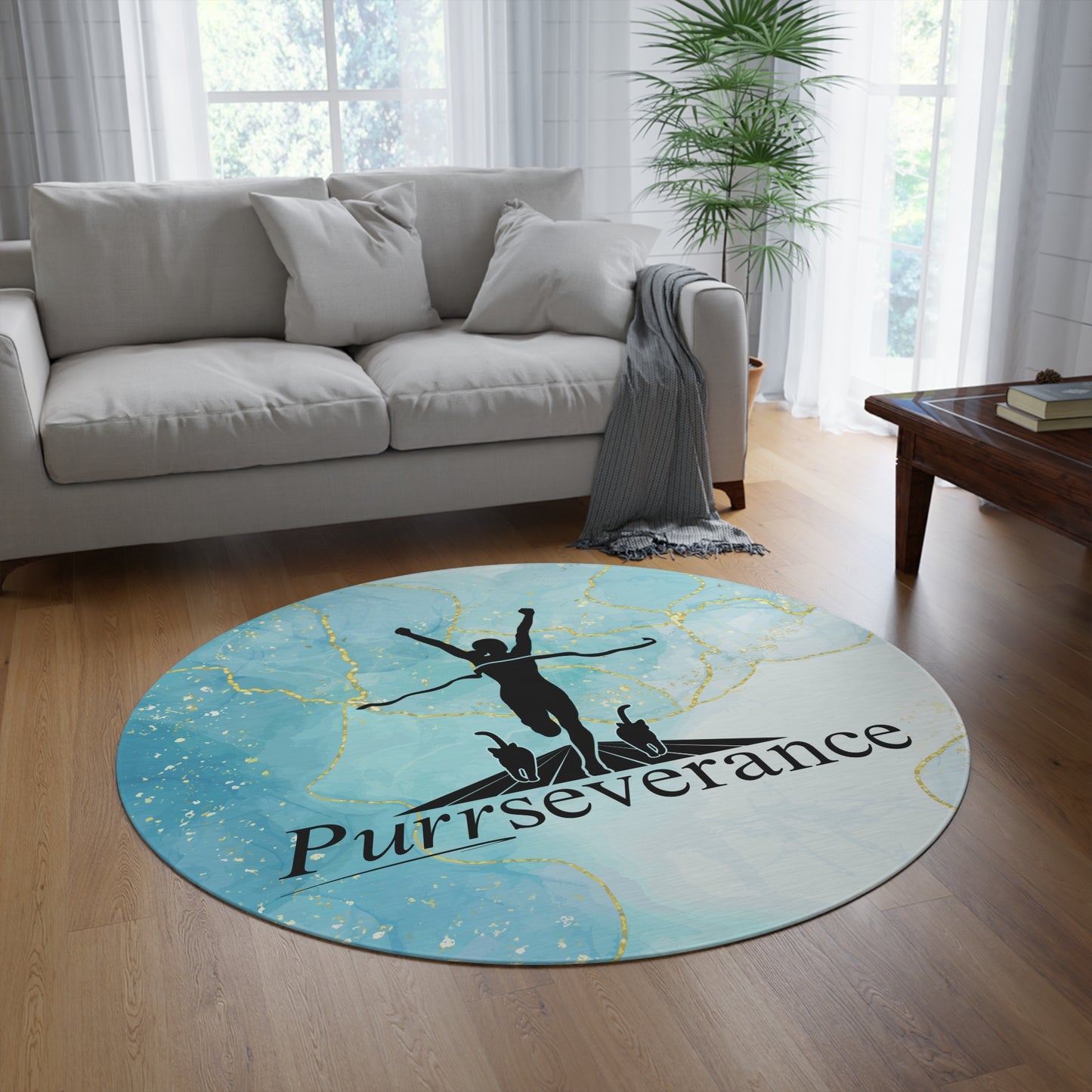 Purrsistence Round Rug - Inspirational Cat Design