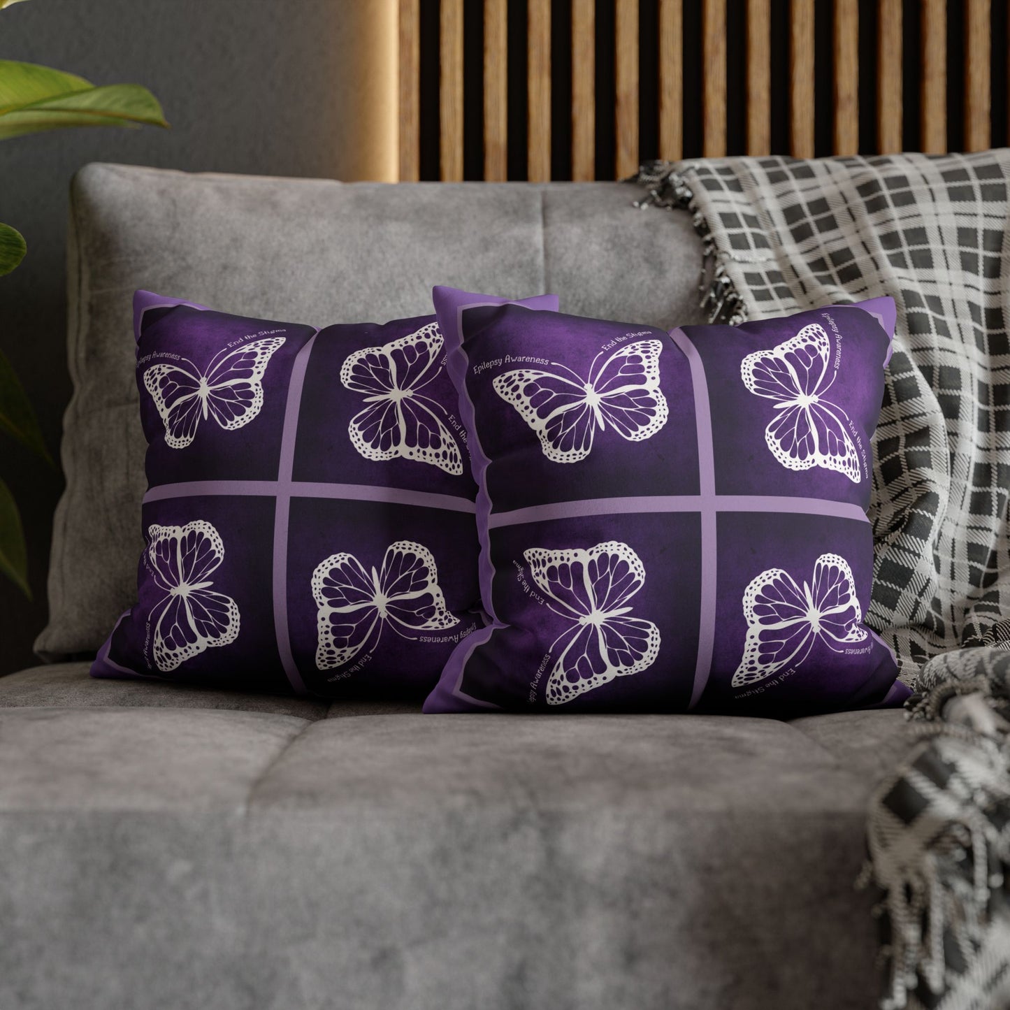 Butterfly Faux Suede Pillowcase for Epilepsy Awareness