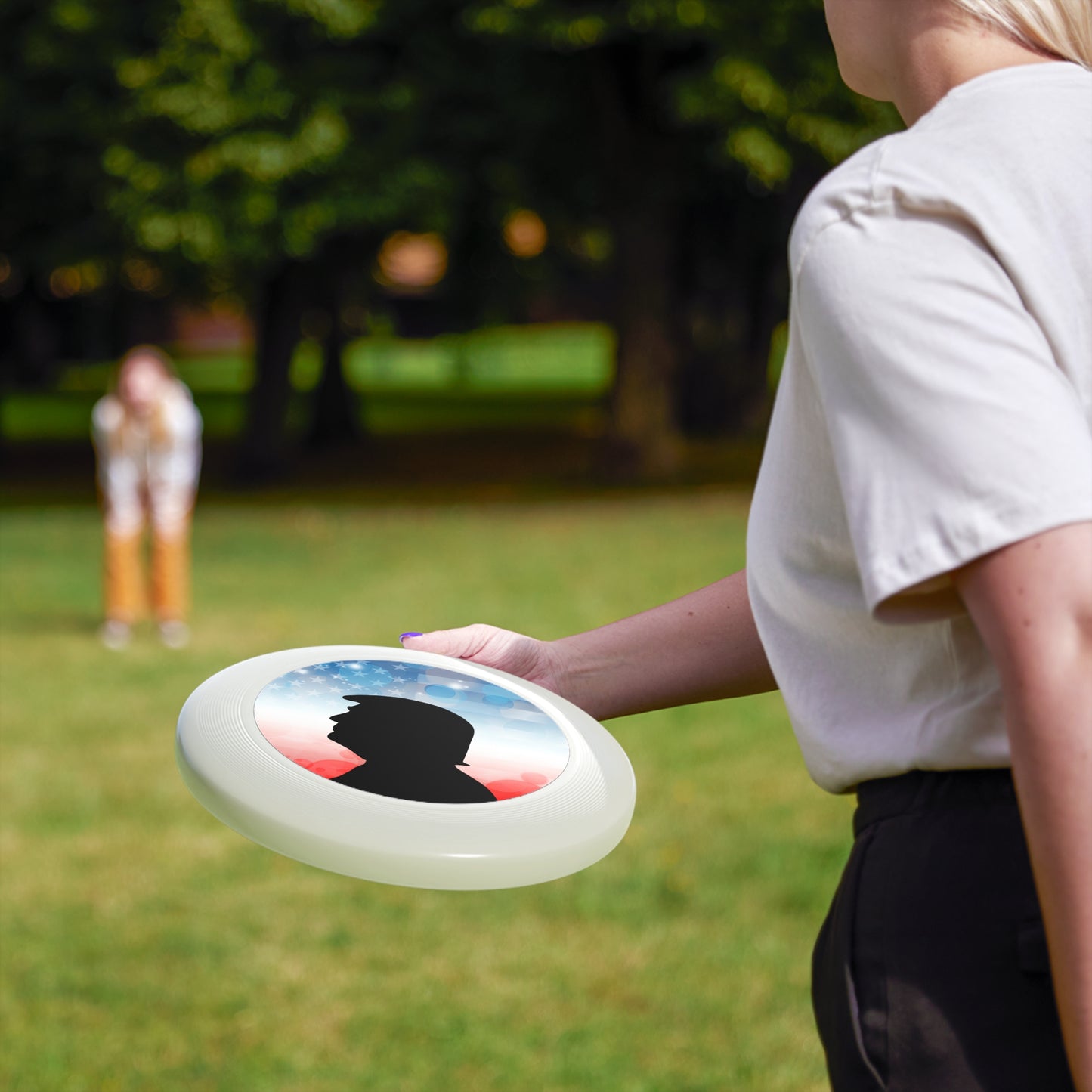 Patriotic Frisbee with Trump Silhouette - Perfect for Outdoor Fun and Celebrations