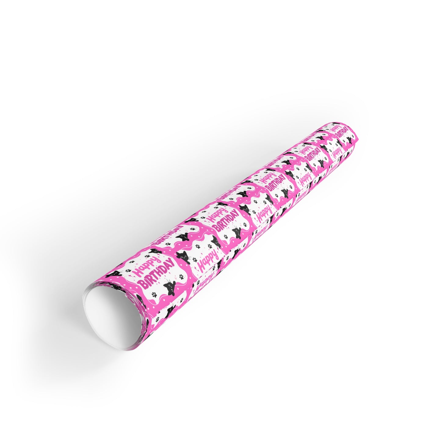 Pink Peeky Kitty Birthday Gift Wrapping Paper Rolls, 1pc