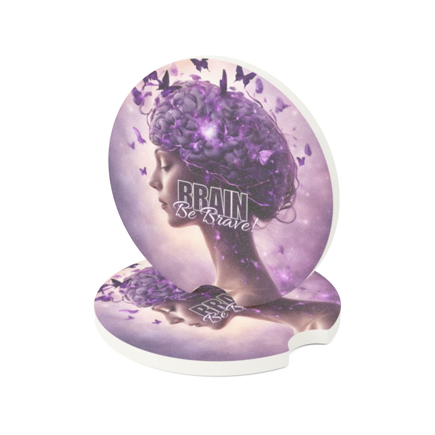 Beautiful Brain Be Brave Soapstone Car Coaster