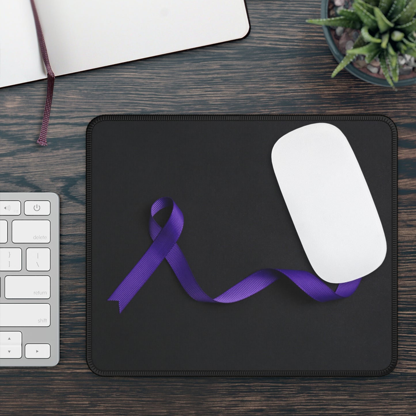 Purple Ribbon Gaming Mouse Pad