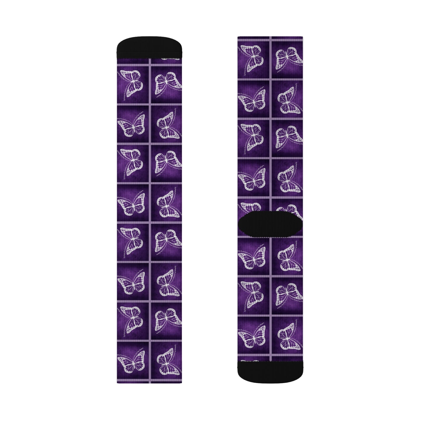 Purple Butterfly Pattern Sublimation Socks