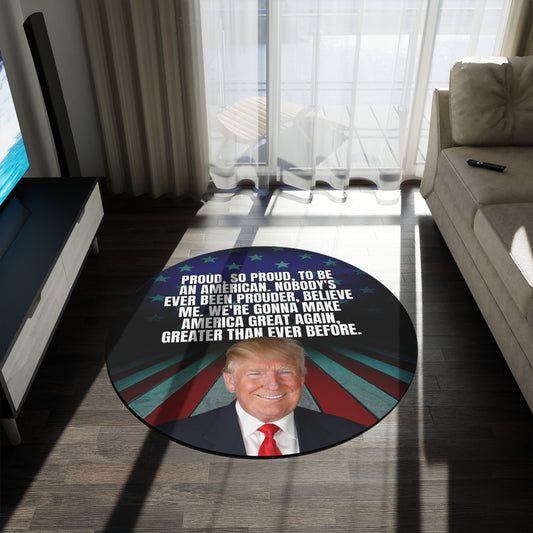 Patriotic Round Rug - 'Make America Great Again' Design