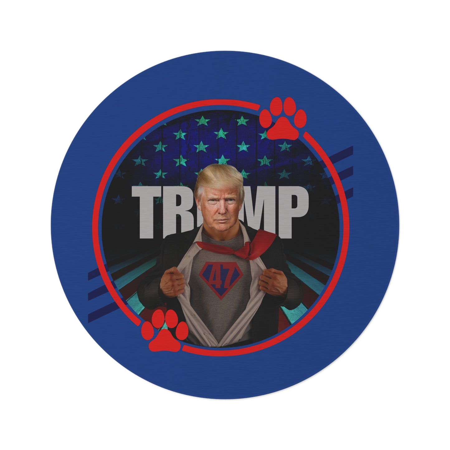 Superhero Trump Round Rug - Trump 47