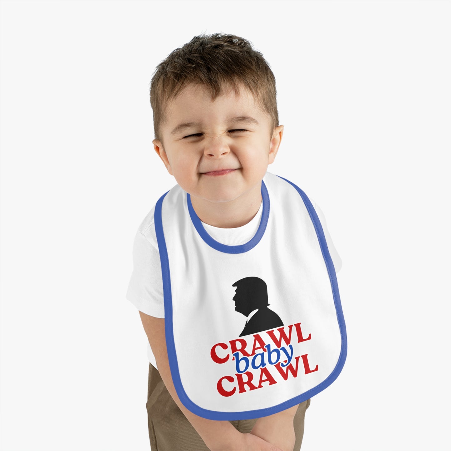 Crawl Baby Crawl Bib - Fun Contrast Trim Jersey Bib for Your Little One