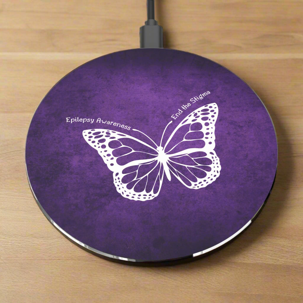 Epilepsy Awareness Wireless Charger - End the Stigma Butterfly Design