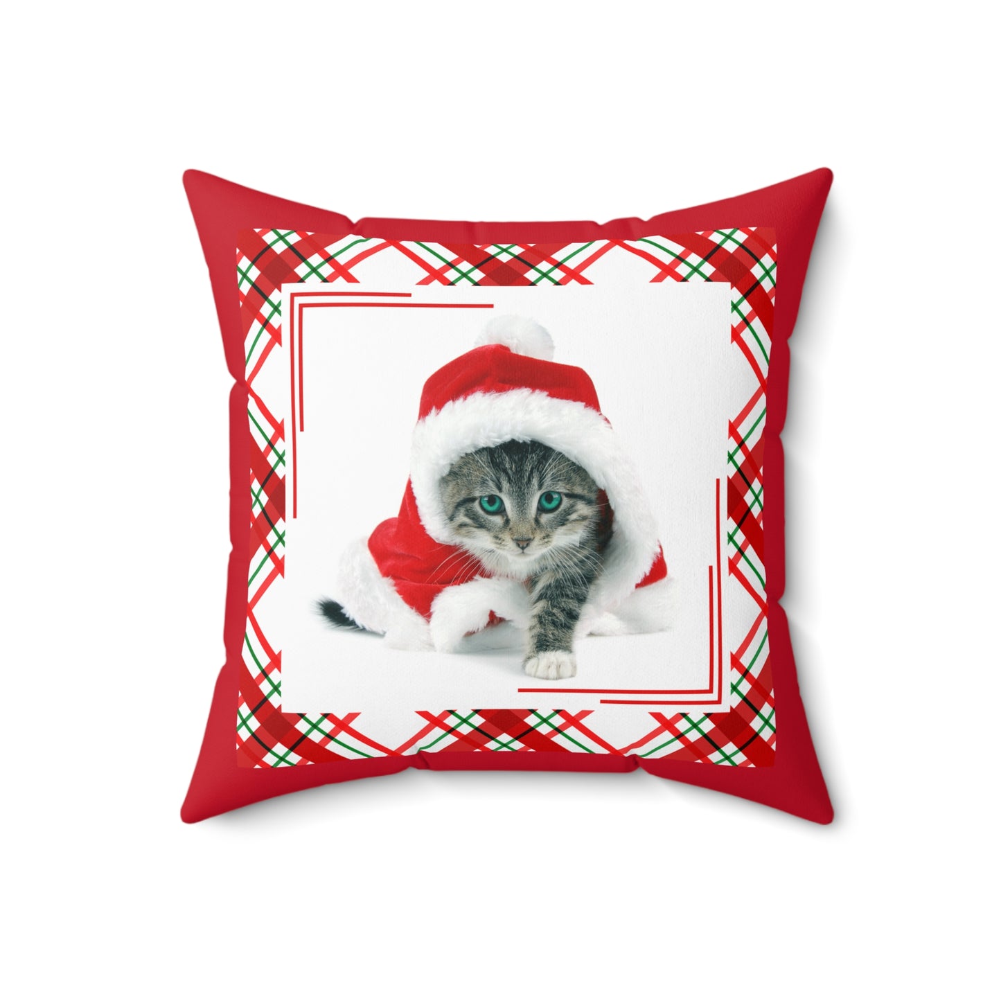 Santa Kitty Faux Suede Square Pillow