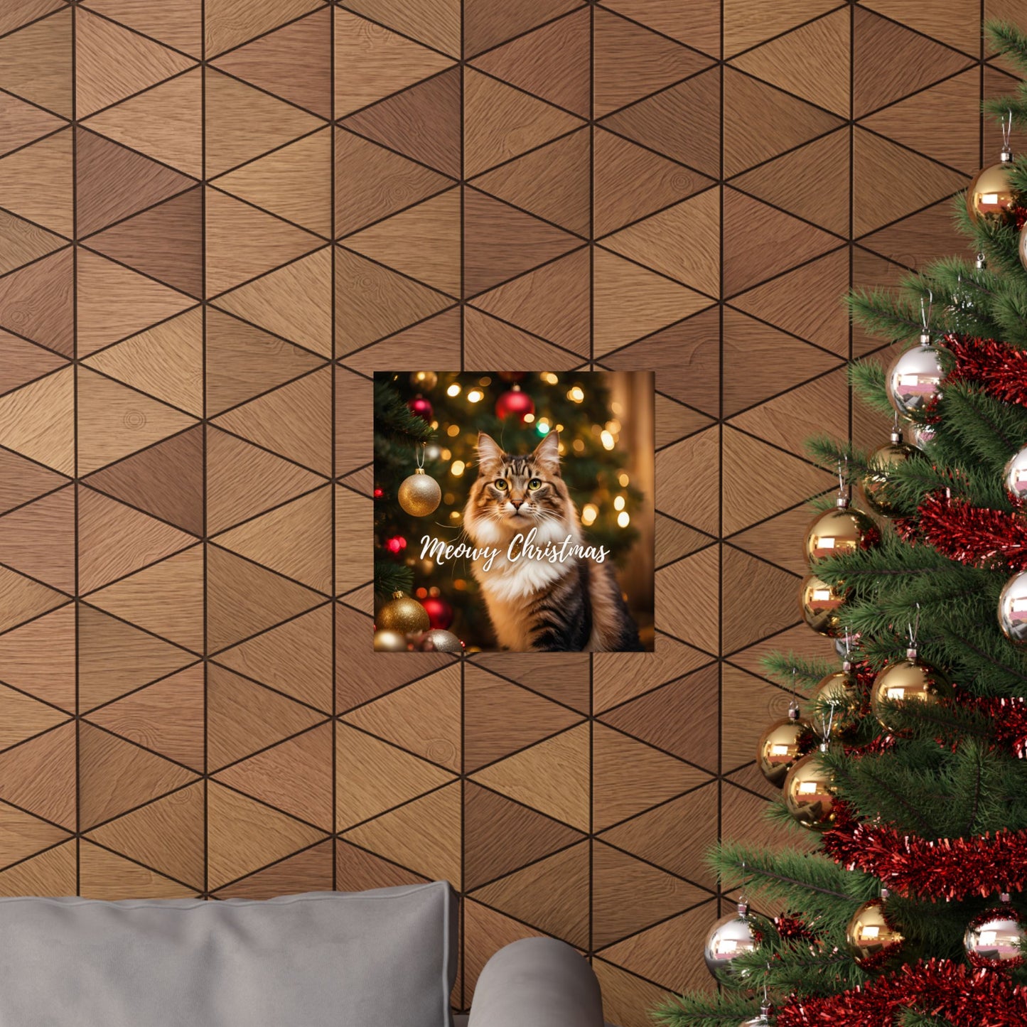 Meowy Christmas Kitty Matte Vertical Posters