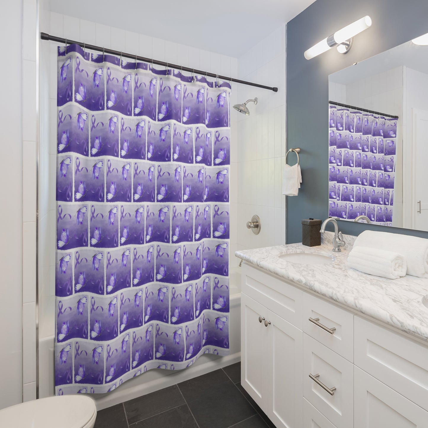 Elegant Butterfly Shower Curtain - Transform Your Bathroom with Purple Decor