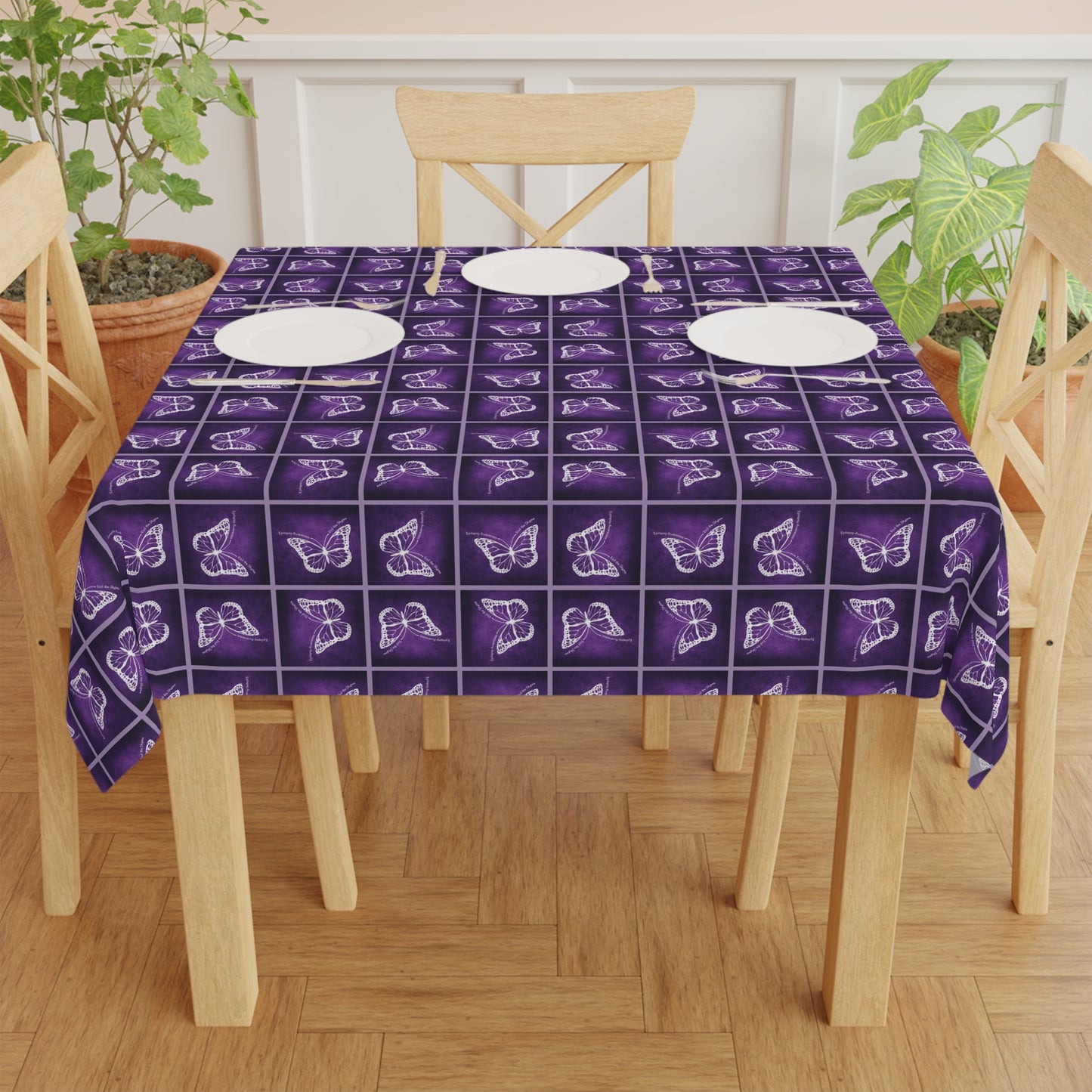 Purple Butterfly Design Purple Tablecloth