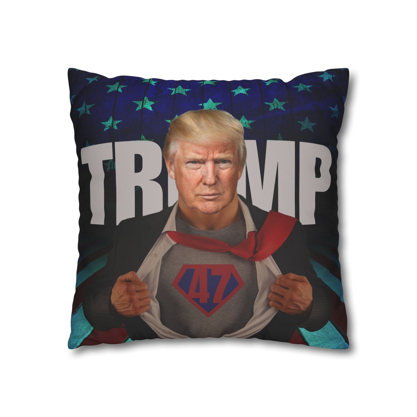 Trump Superhero Faux Suede Pillowcase - Patriotic Home Decor