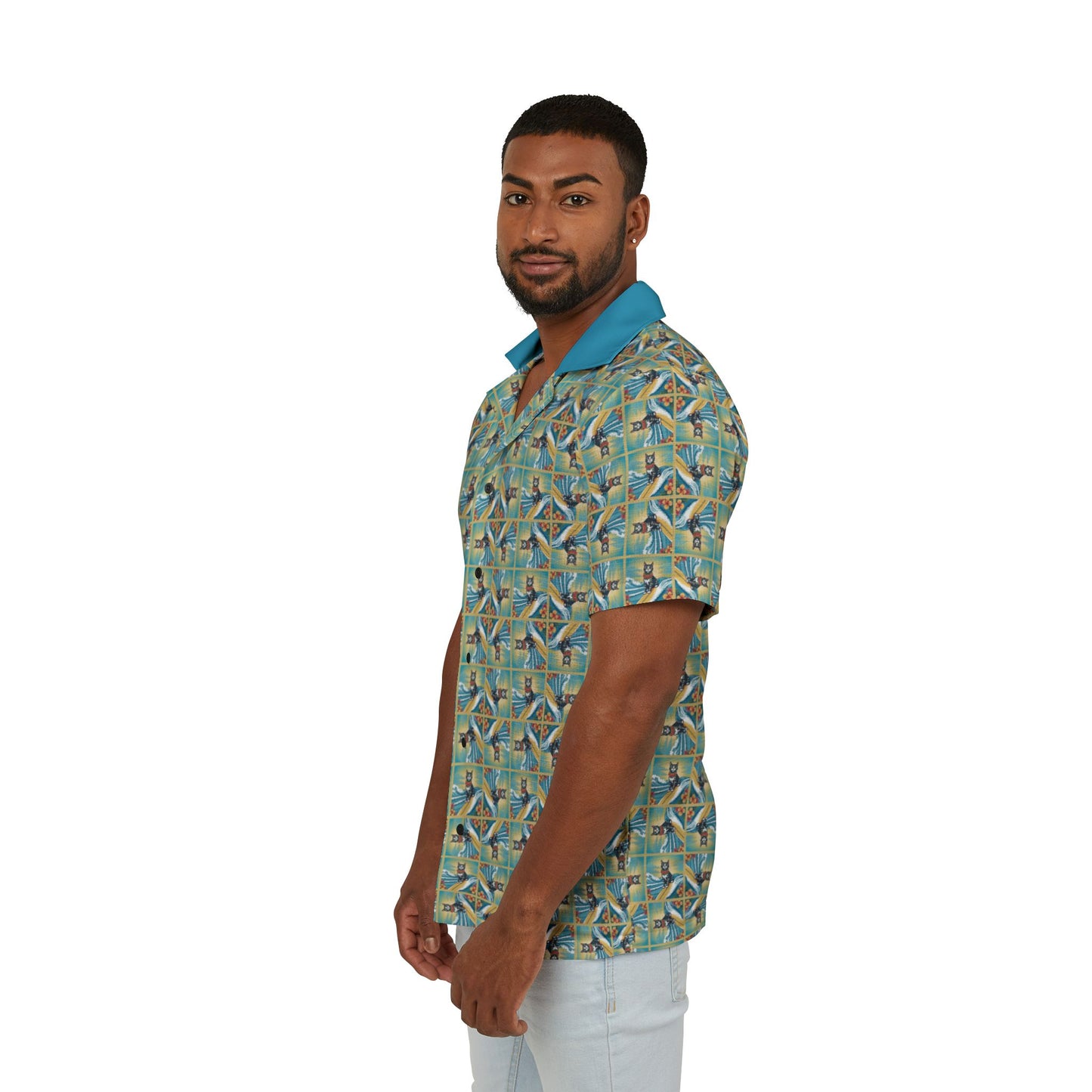 Surfer Kitties Men's Hawaiian Camp Shirt