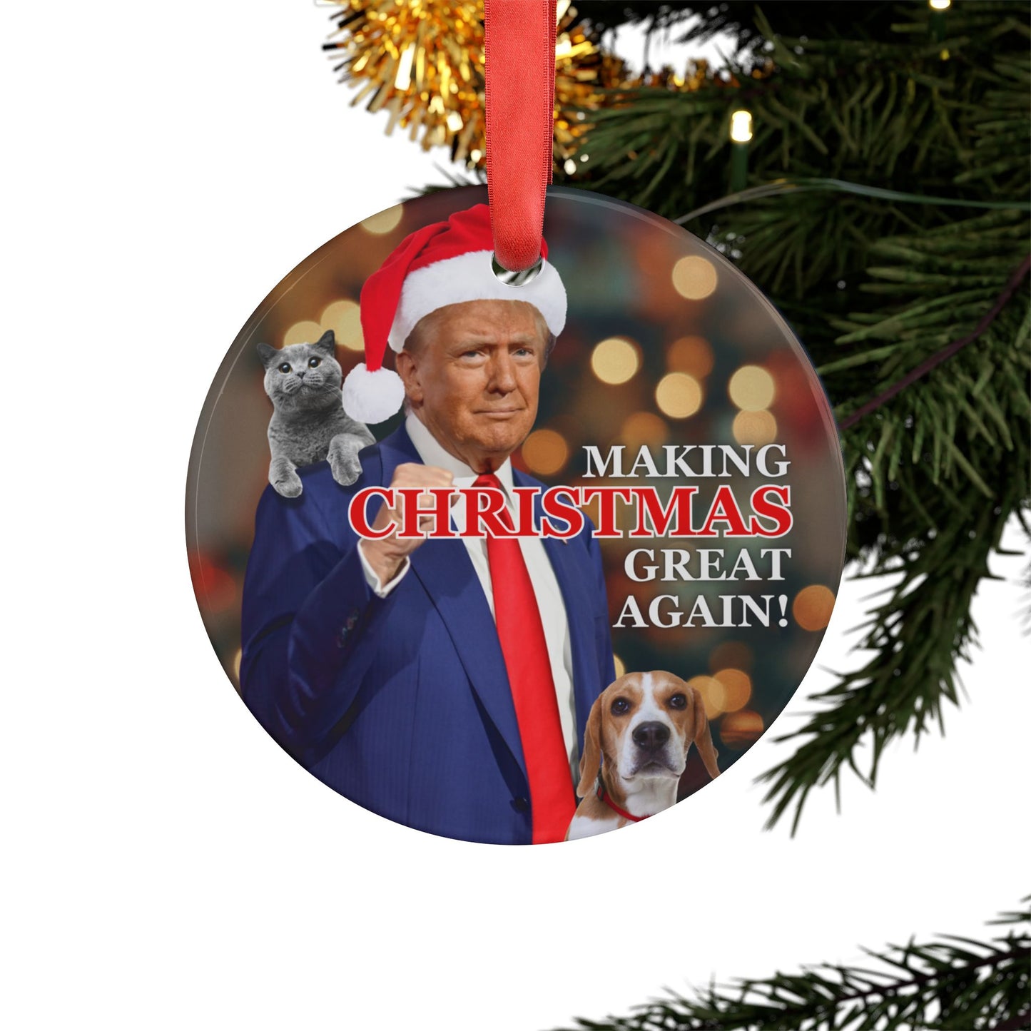 Making Christmas Great Again Acrylic Ornament with Ribbon