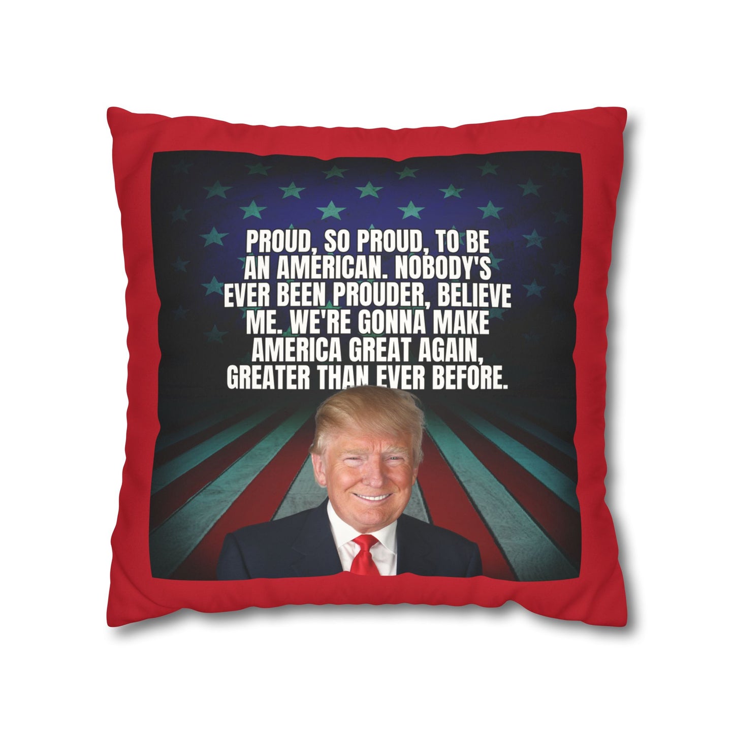 Patriotic Faux Suede Square Pillowcase - 'Proud to be an American'