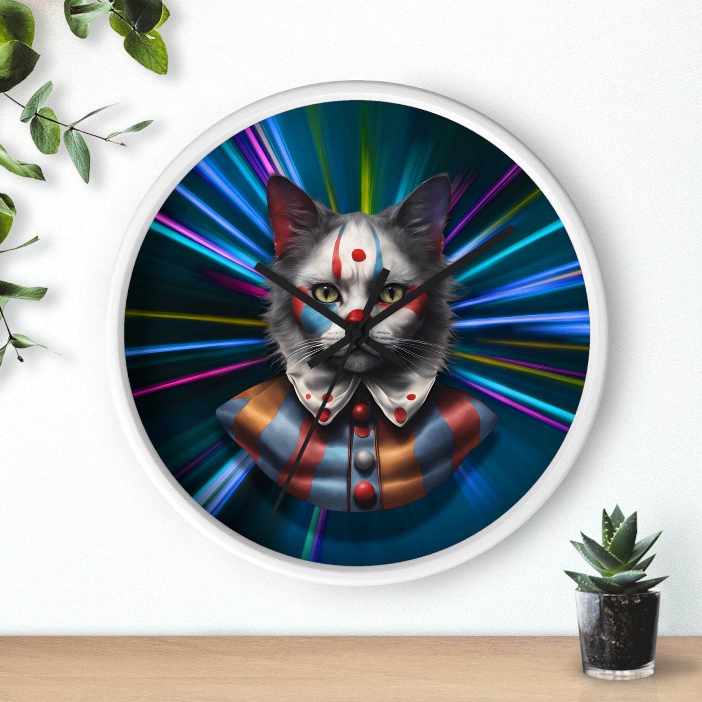 Playful Cat Wall Clock - Colorful Retro Vibe for Cat Lovers