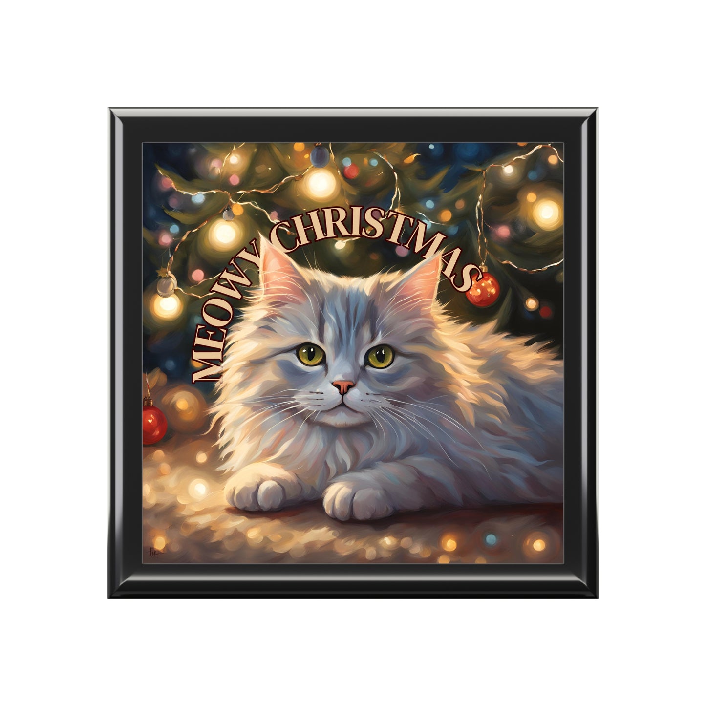 Fluffy Meowy Christmas Jewelry Box