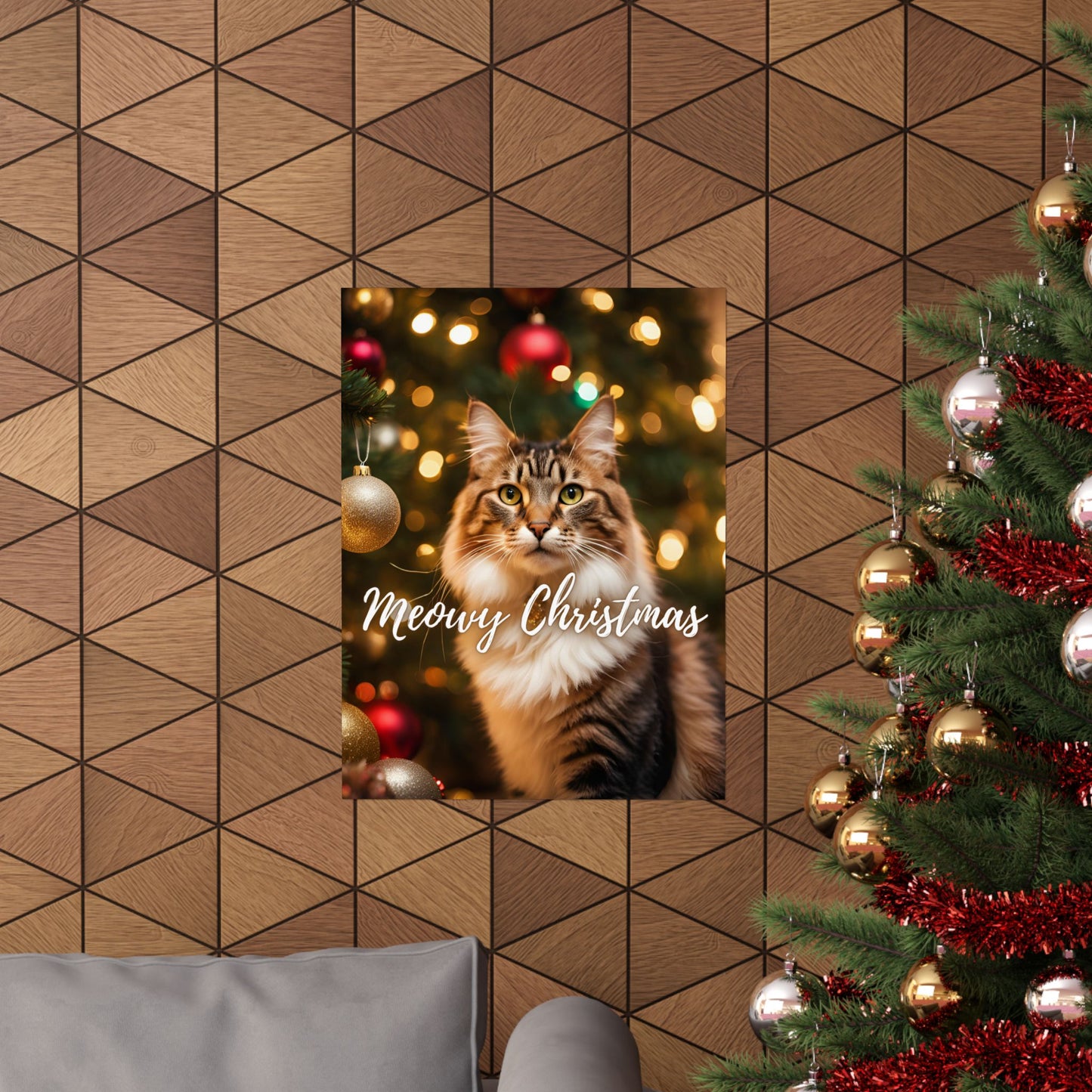 Meowy Christmas Kitty Matte Vertical Posters