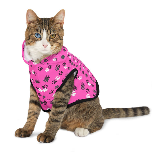 Pink Paw Prints Pet Hoodie