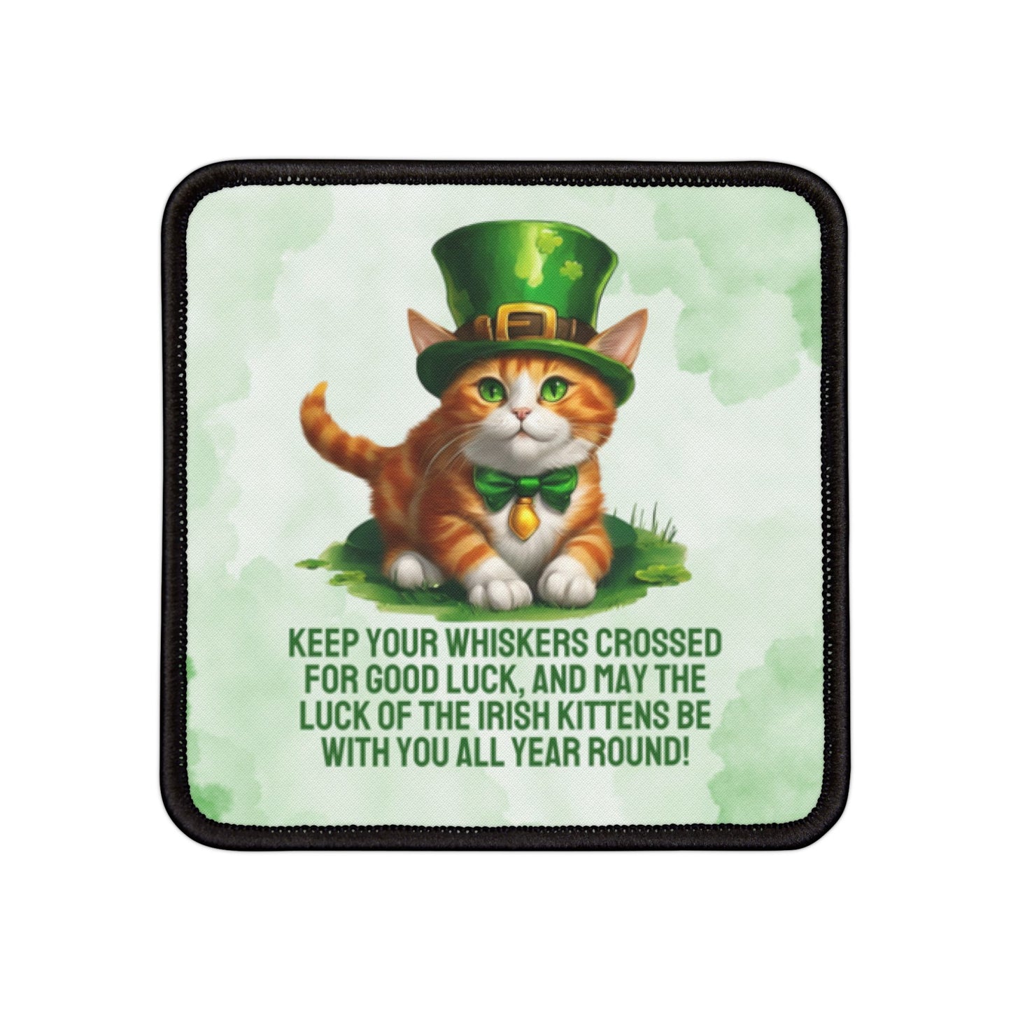 Lucky Cat Iron-On Patches - St. Patrick's Day Theme