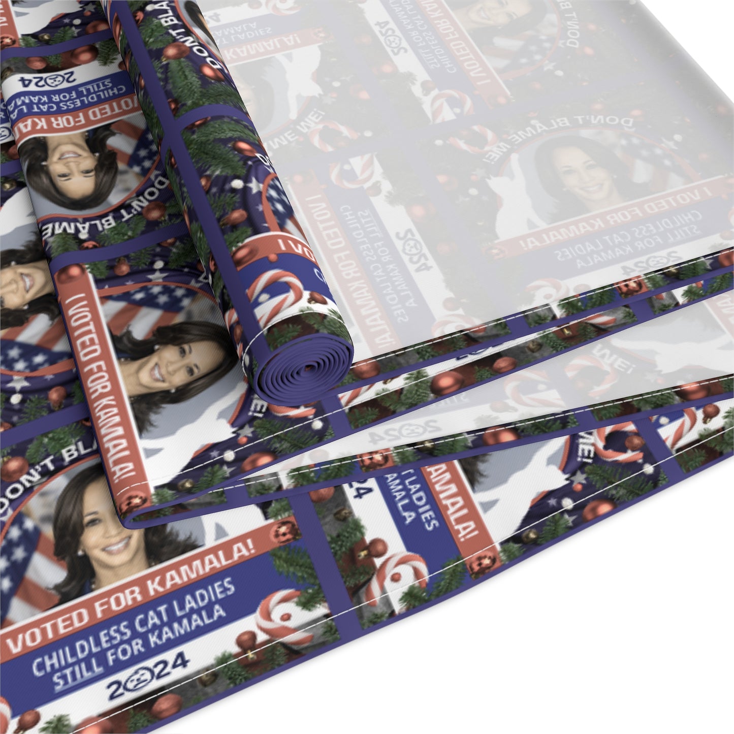 Never Give Up Kamala Christmas Themed Table Runner (Cotton, Poly)