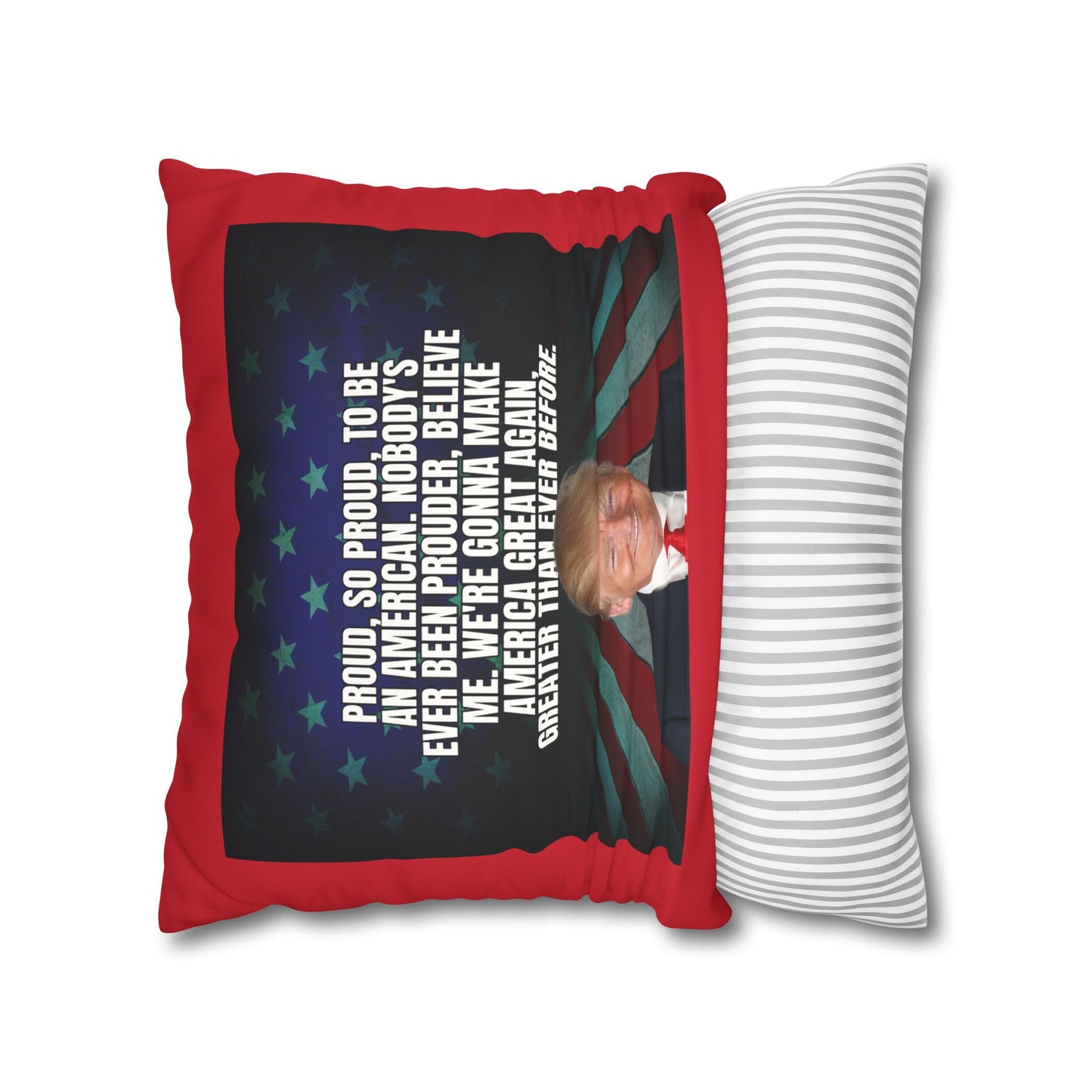 Patriotic Faux Suede Square Pillowcase - 'Proud to be an American'