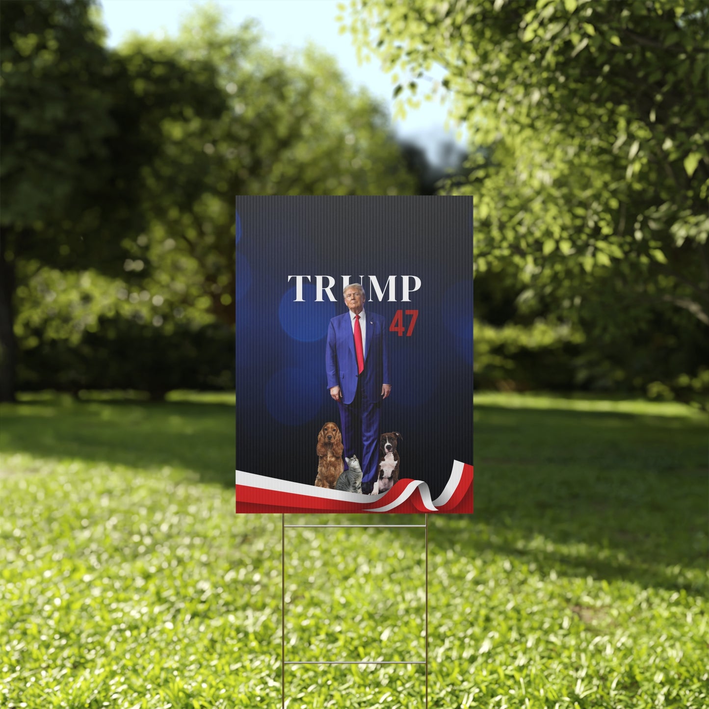 Trump 47 Plastic Yard Sign - Celebrate Political Support with Pets