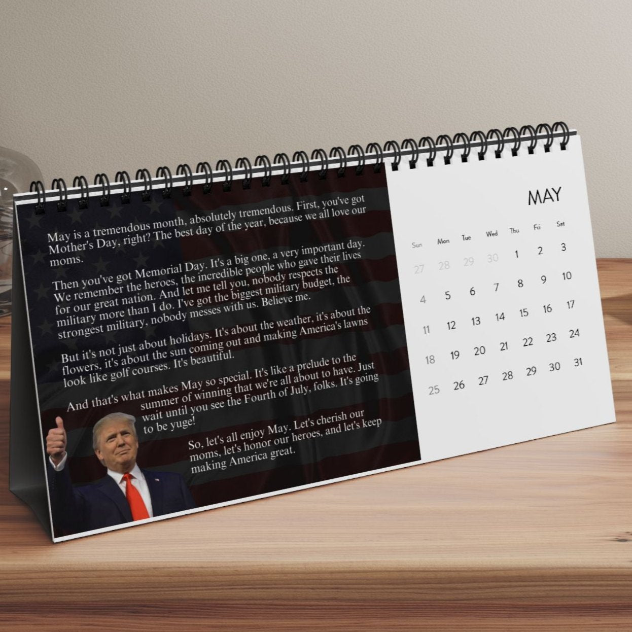 Trump's Month-by-Month Desktop Calendar (2025 grid)