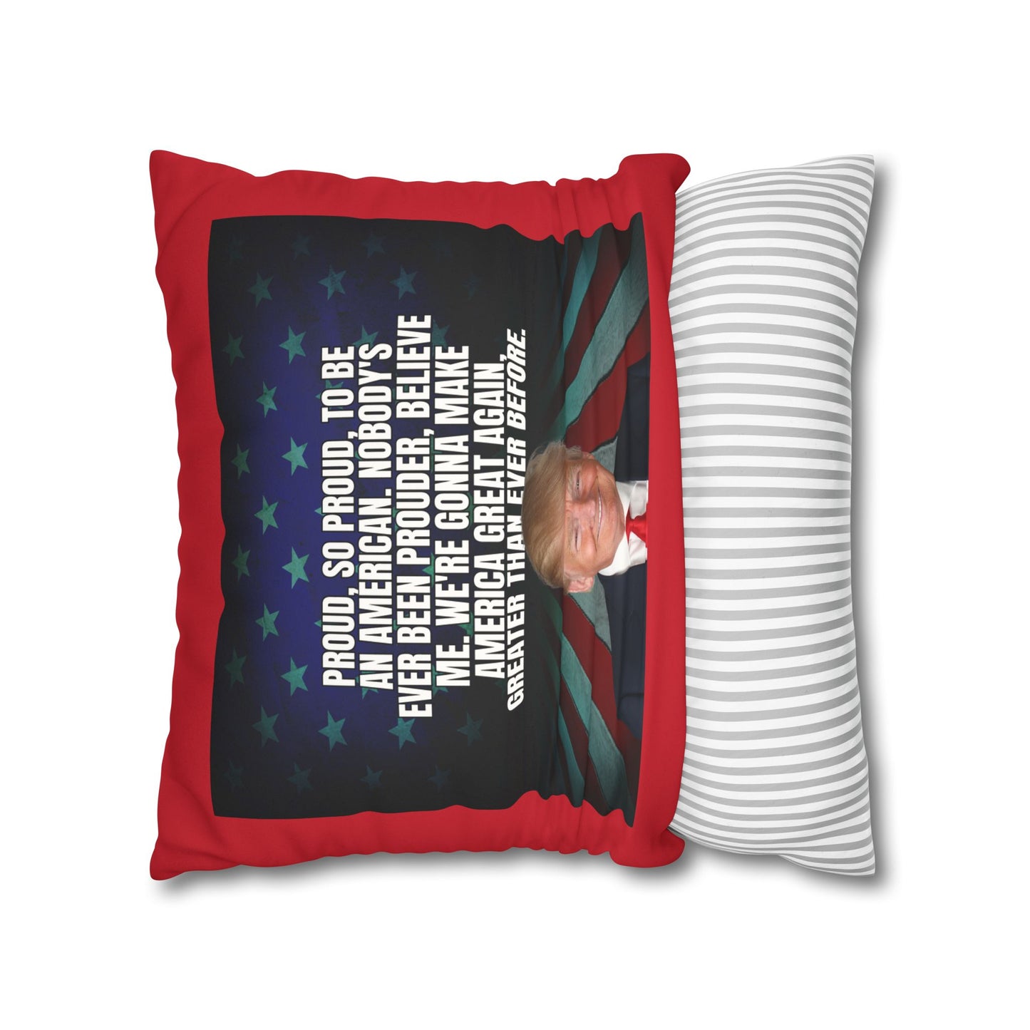 Patriotic Faux Suede Square Pillowcase - 'Proud to be an American'