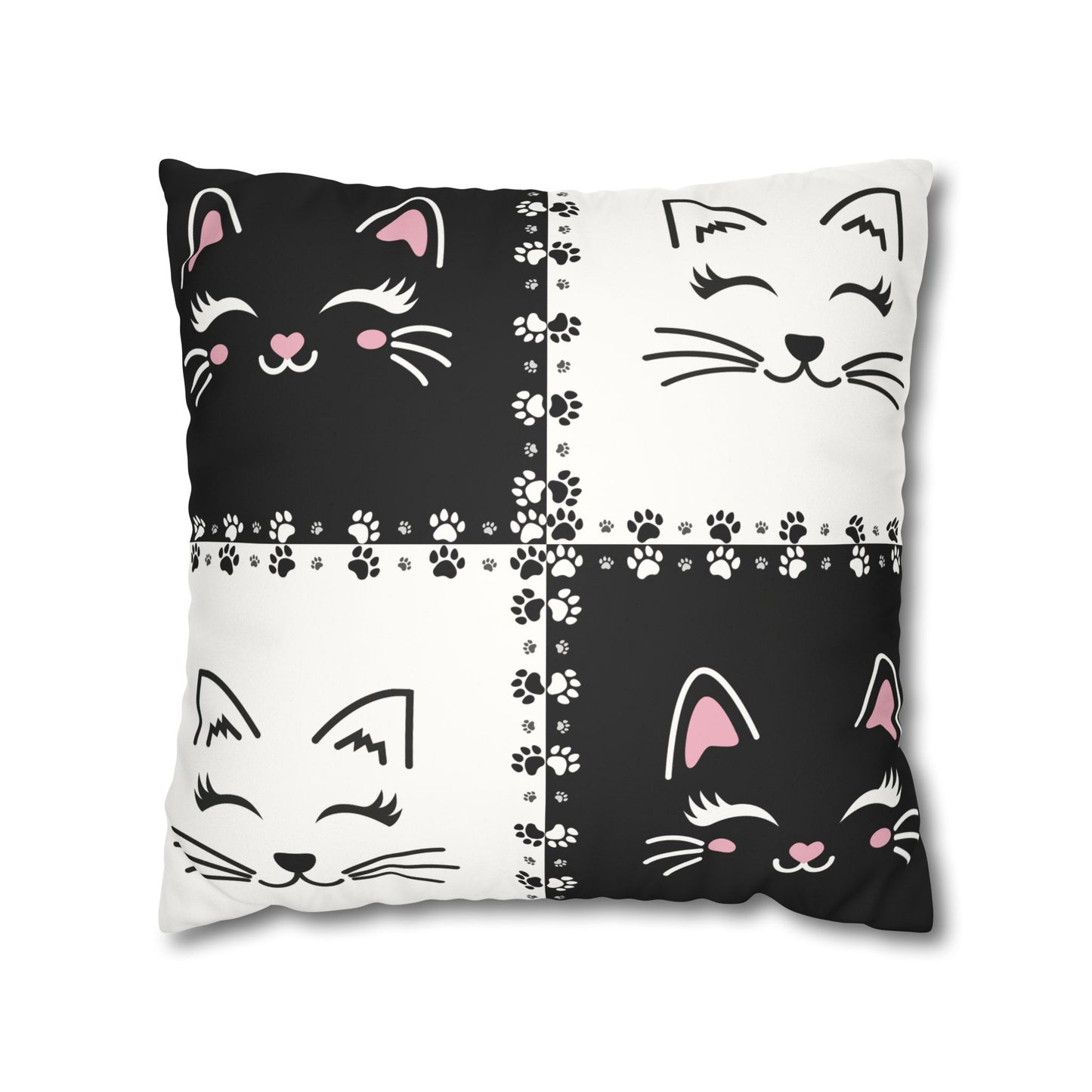 Cute Cat Faux Suede Pillowcase - Decorative Cushion Cover for Cat Lovers