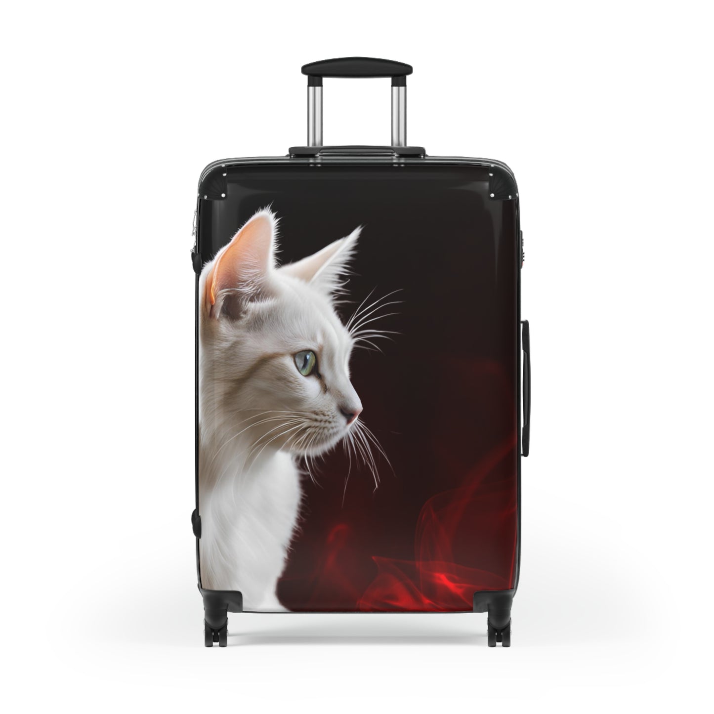 White Cat Design Suitcase - Stylish Travel Luggage for Cat Lovers