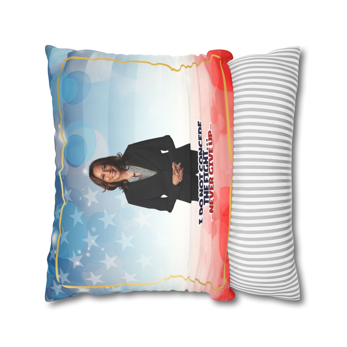 Kamala Faux Suede Pillowcase - 'Never Give Up'