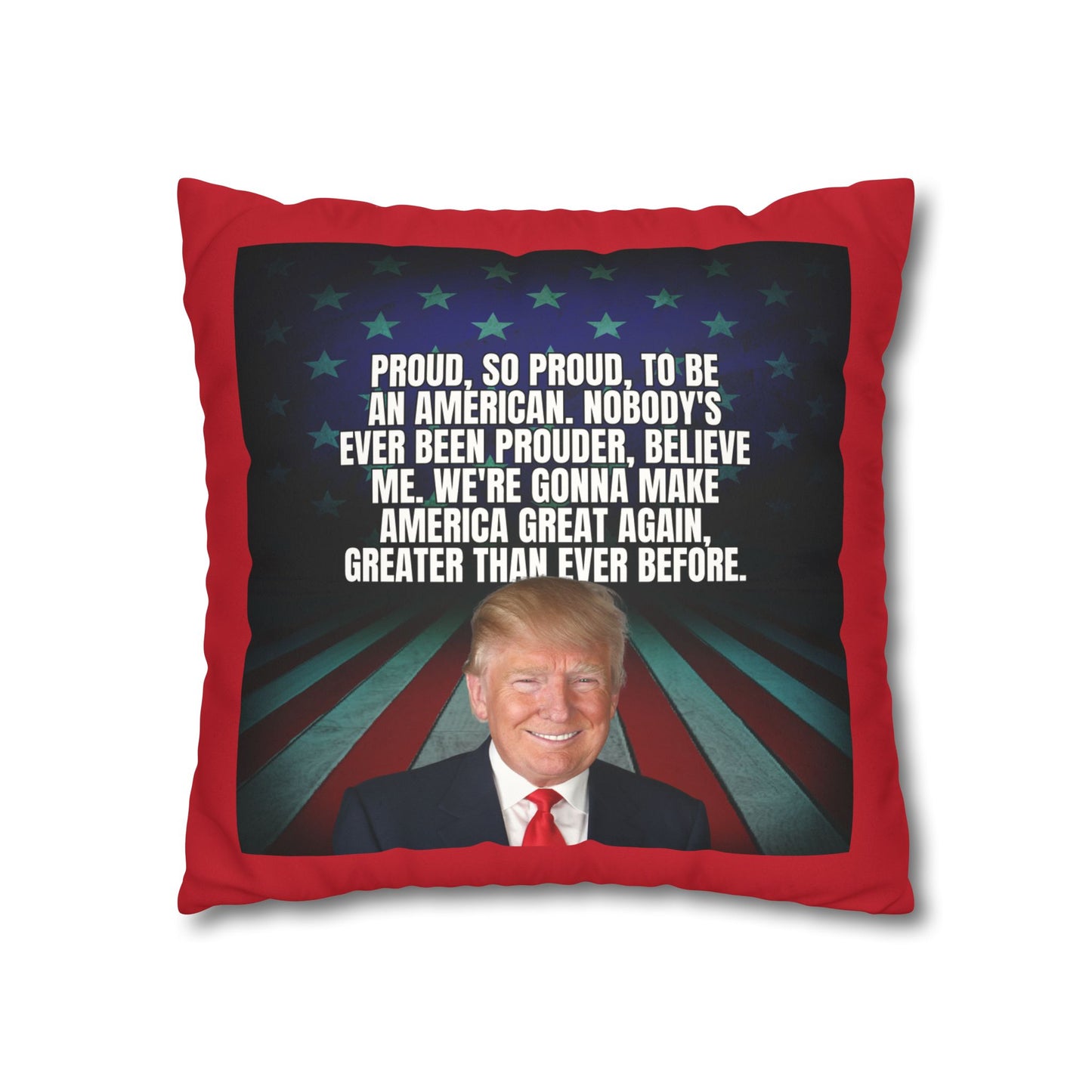 Patriotic Faux Suede Square Pillowcase - 'Proud to be an American'