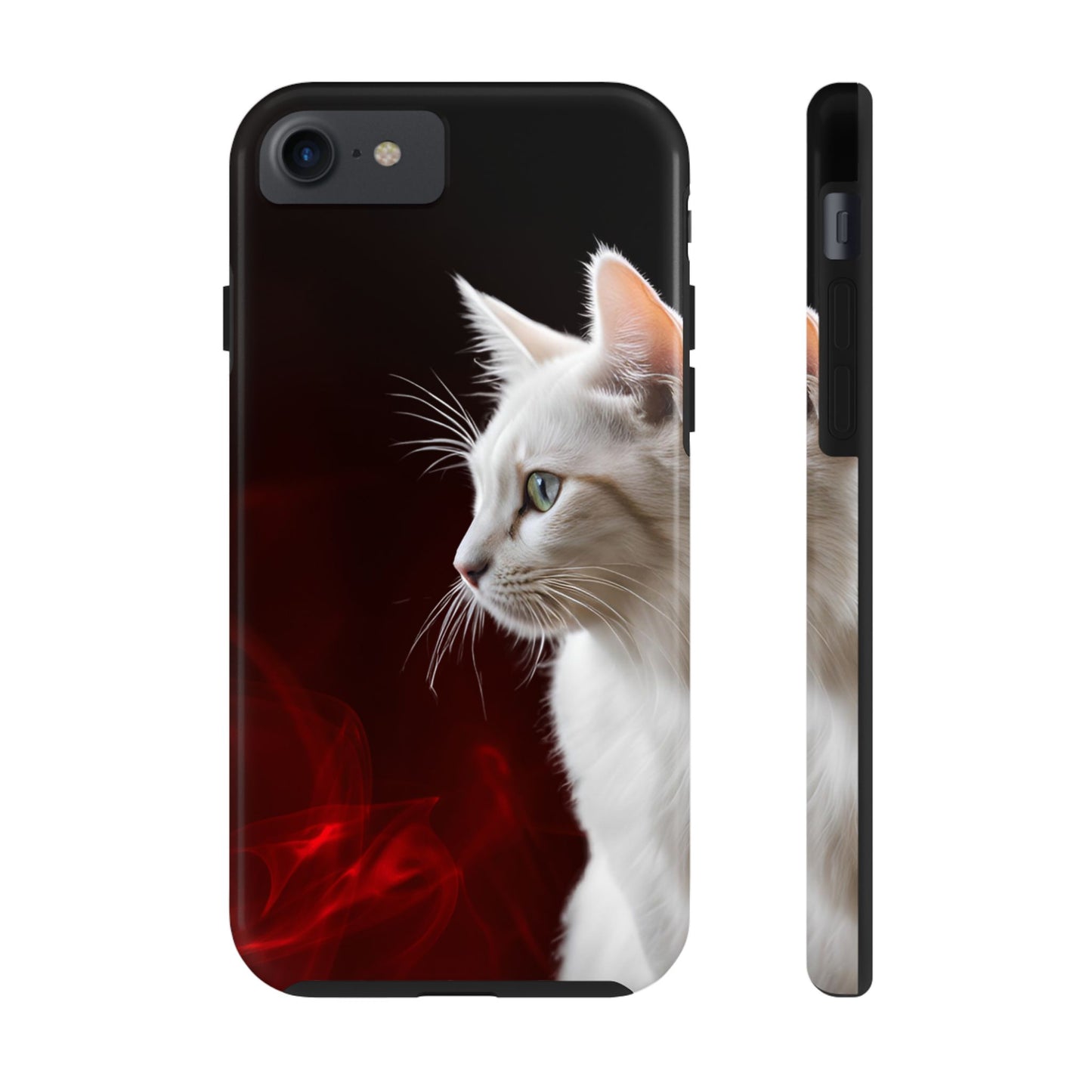 Stylish Tough Phone Case with White Cat Portrait - Perfect for Cat Lovers!