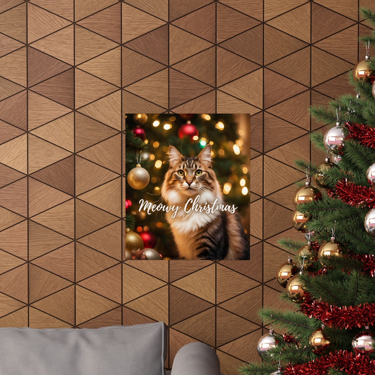 Meowy Christmas Kitty Matte Vertical Posters