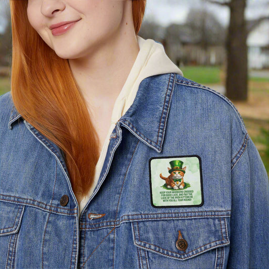 Lucky Cat Iron-On Patches - St. Patrick's Day Theme