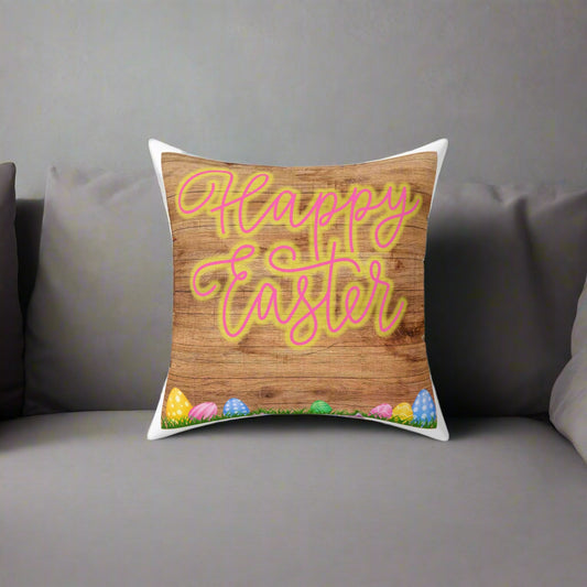 Happy Easter Spun Polyester Square Pillow